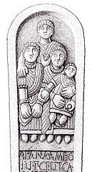 Estela funeraria da familia de Ambolo, aristócrata galaico da treba Céltica Tamarica, no Noroeste da Gallaecia